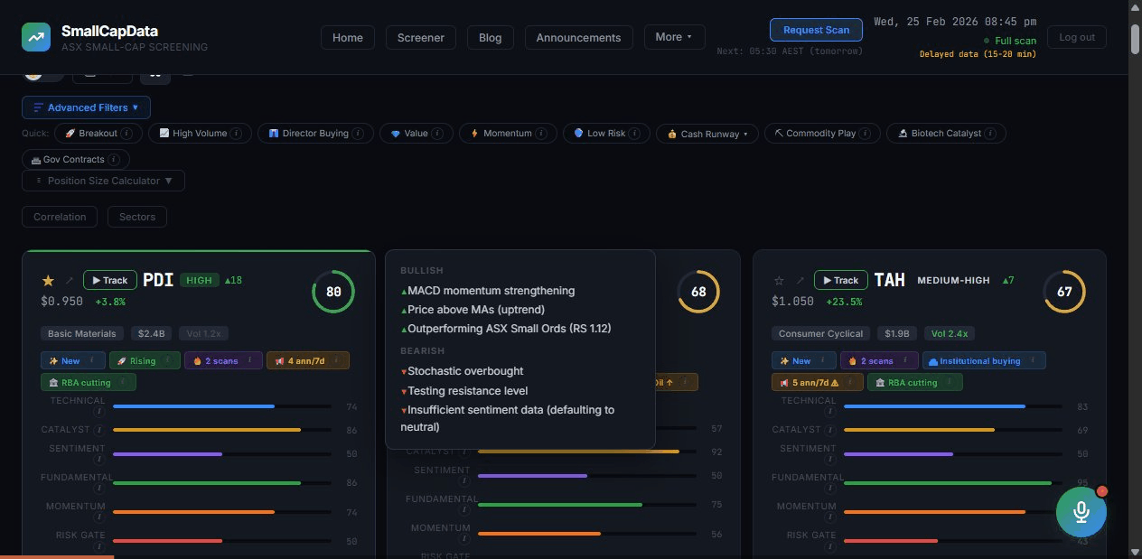 Demo: building a watchlist by starring tickers